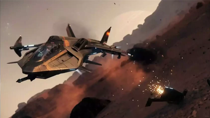 Корабль в бою в Star Citizen