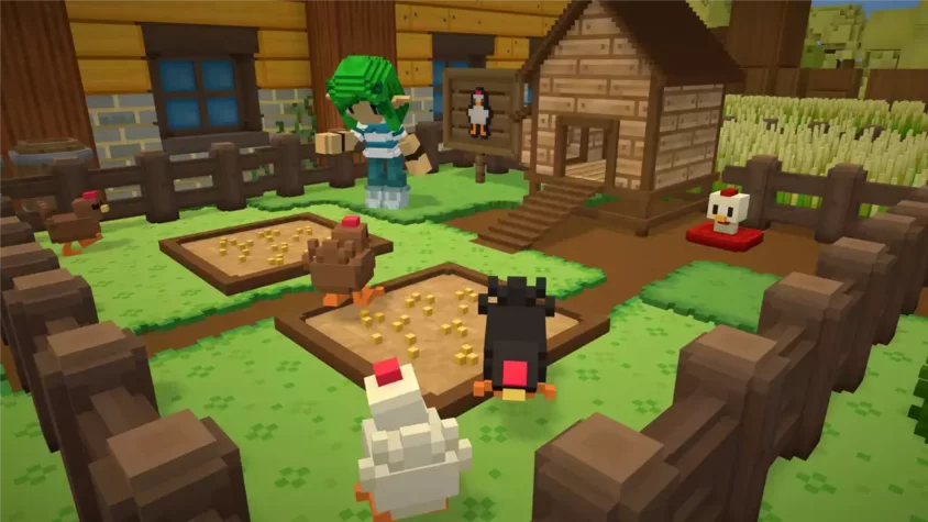 Куры и фермер в Staxel