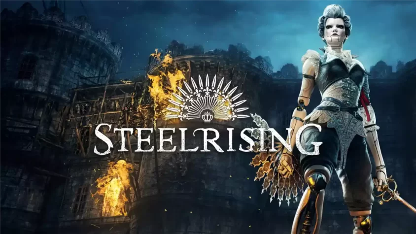 Обложка игры Steelrising Обложка игры Steelrising с изображением героини и разрушенного города
