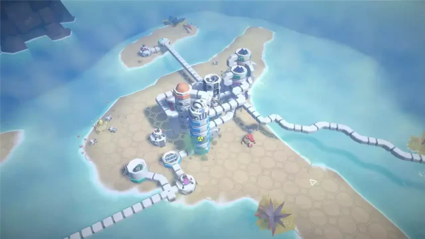 Вид на базу из космоса в Stellar Settlers Space Base Builder