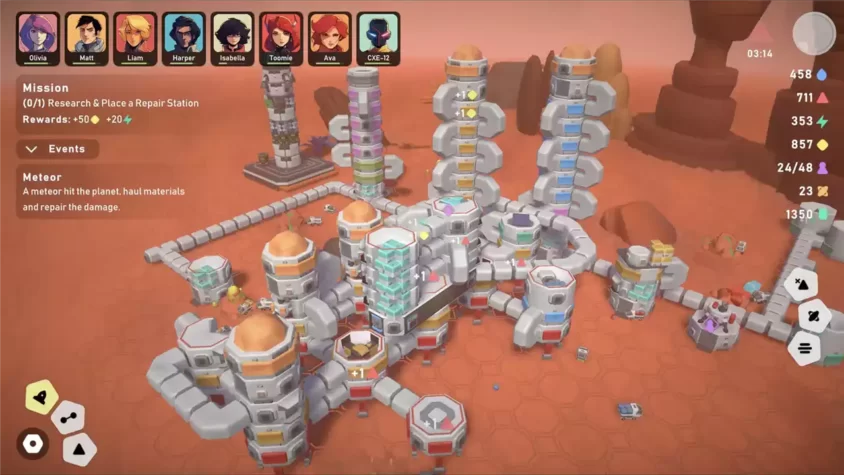 Космическая база в процессе ремонта в Stellar Settlers Space Base Builder