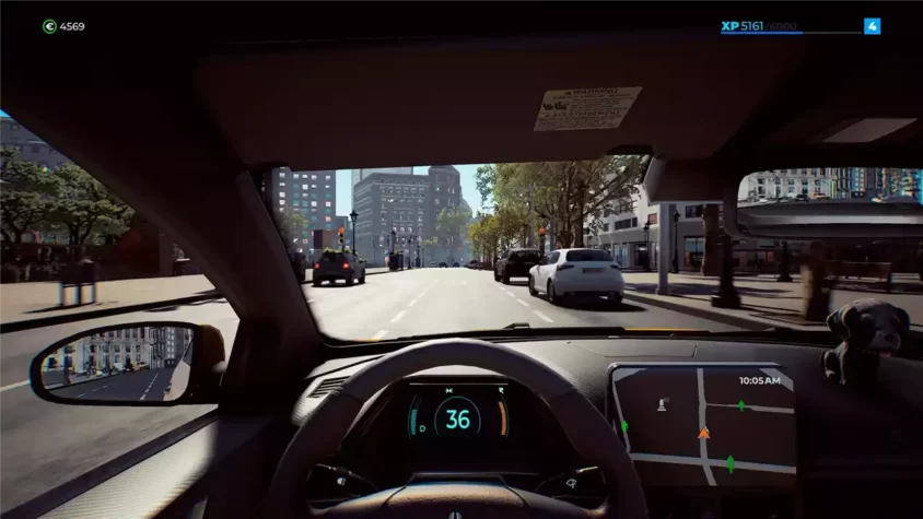 Вид сзади на такси в игре Taxi Life: A City Driving Simulator