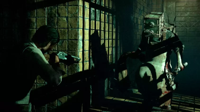 Первая сцена из игры The Evil Within, с оглушенным монстром