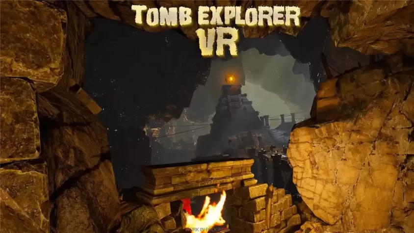 Обложка игры Tomb Explorer VR, на фоне старинных руин и ярко освещённого храма