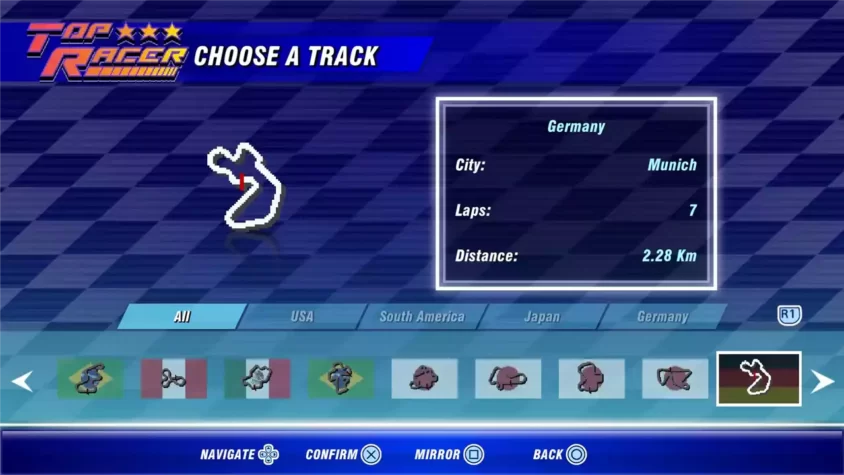 Выбор трассы в Top Racer Collection