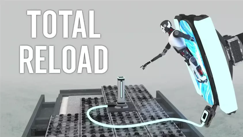 Total Reload Обложка игры - робот и незамысловатая зона для перезарядки