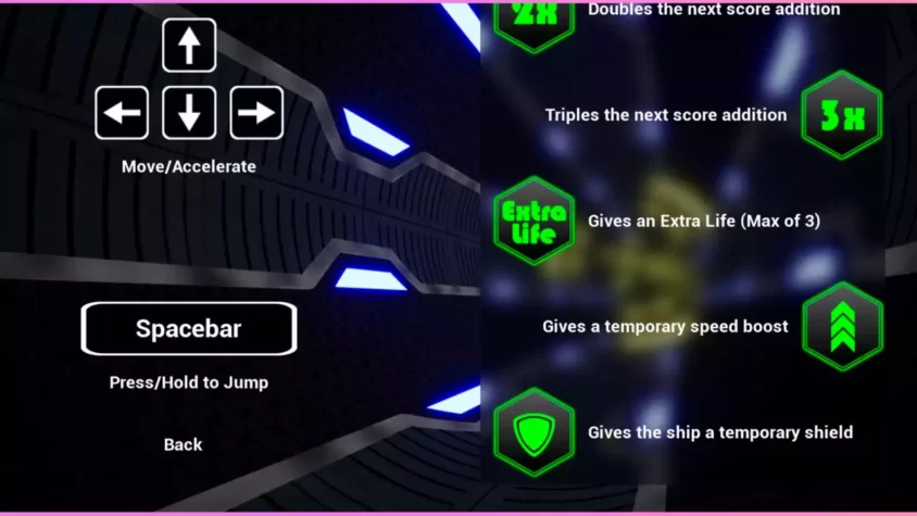 Скриншот игры Turbo Tunnel, с бонусами и интерфейсом