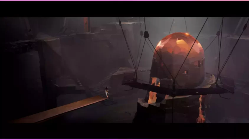 Скриншот игры Vane с видом на искусственно освещённую территорию