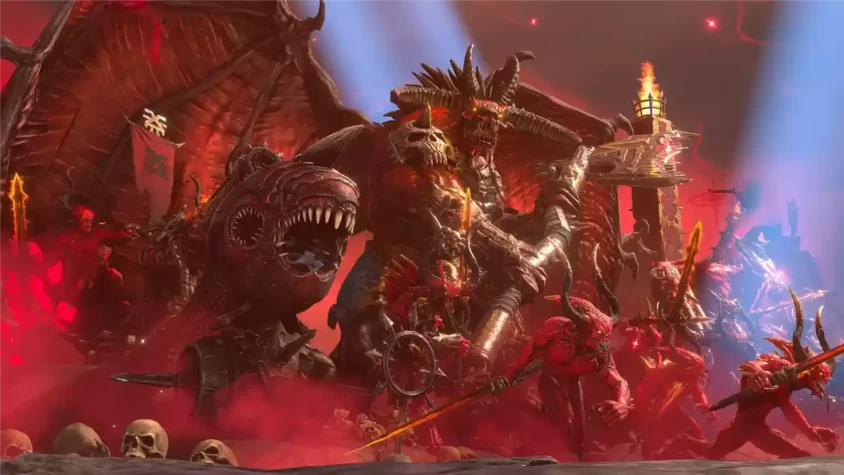 Солдат сражается с чудовищем в Warhammer 40K Battlesector