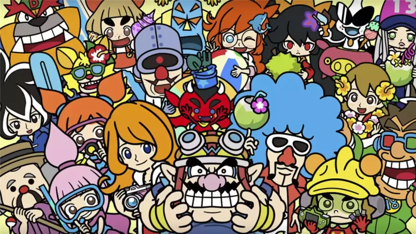 Экран с игроками, которые танцуют в WarioWare Move It!