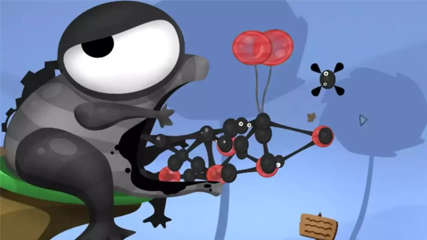 Игровой процесс World of Goo с созданием конструкций из гудящего вещества
