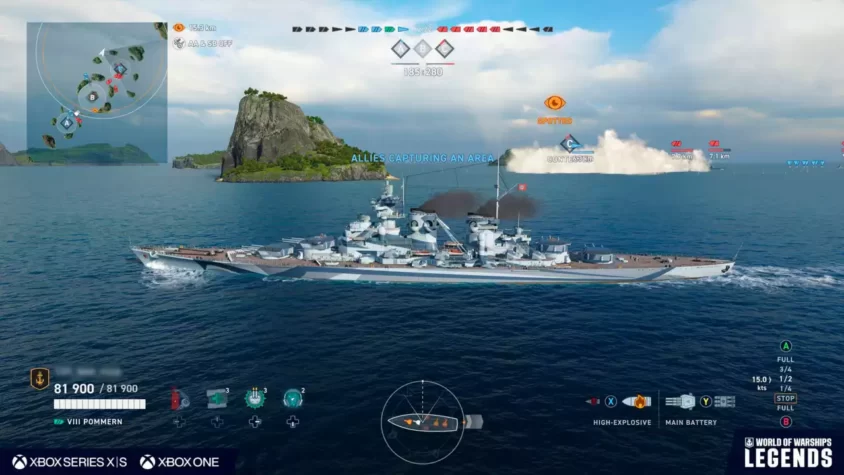 Скриншот из игры World of Warships: Legends, захват территории