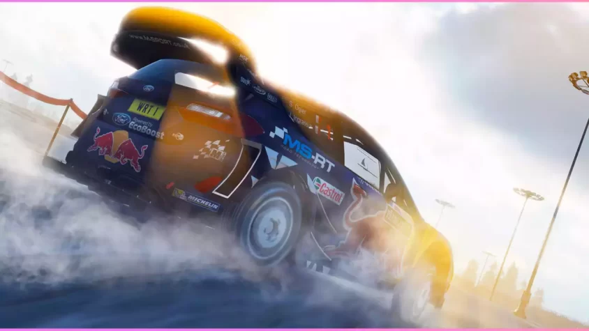 Скриншот из игры WRC 7, автомобиль едет по горной дороге