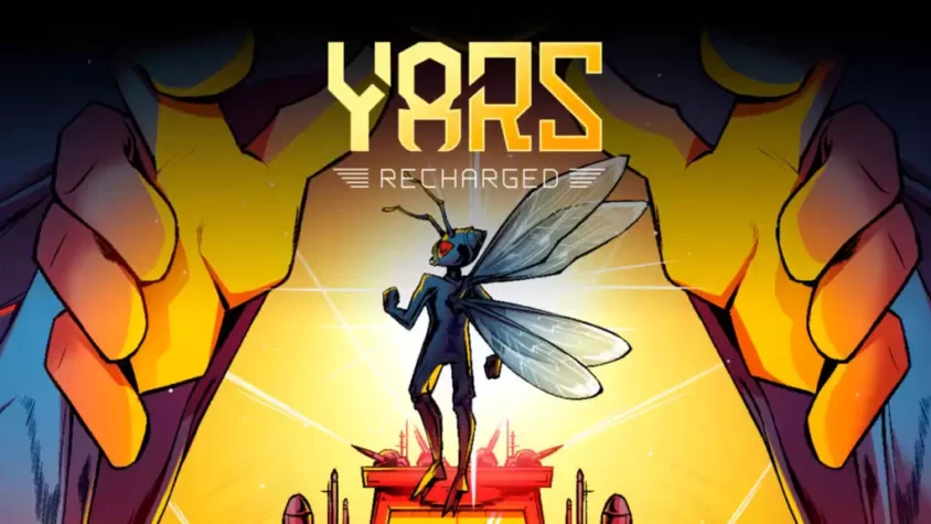 Yars: Recharged — обложка игры Обложка игры Yars: Recharged. Яркое изображение с персонажем и большими руками.