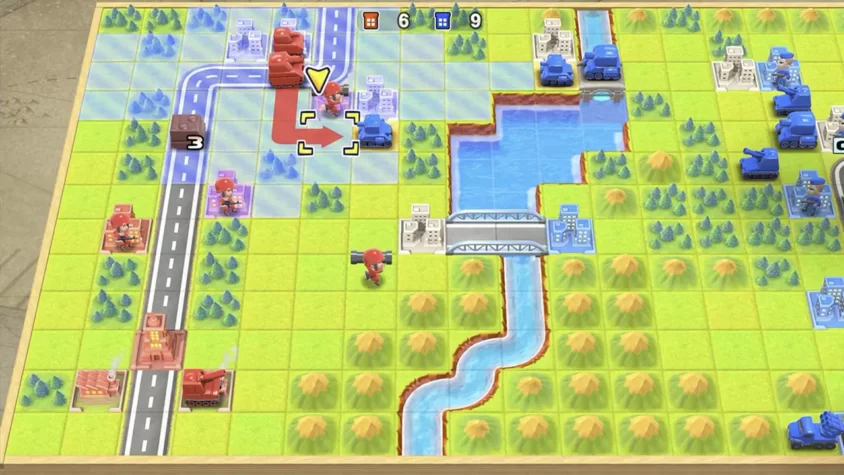 Поле битвы с комментарием персонажа в Advance Wars