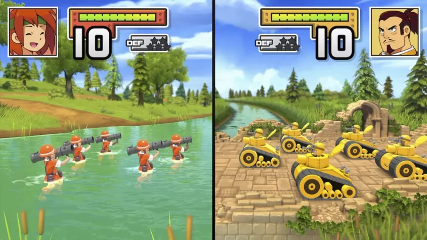 Тактическая карта с юнитами в Advance Wars