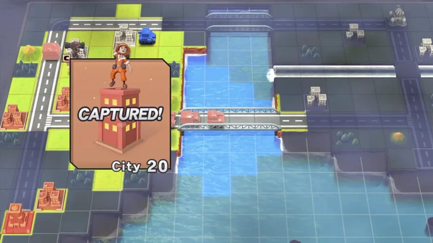 Сражение разных армий на реке в Advance Wars