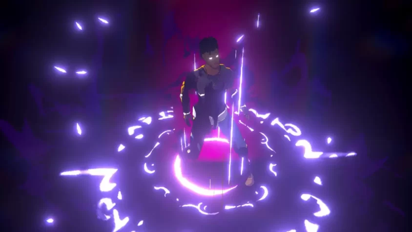 Персонаж с энергетическим щитом в Aerial Knight's We Never Yield