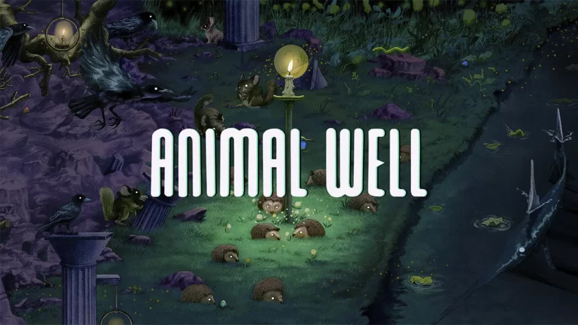 Animal Well - Обложка игры Обложка игры Animal Well, с таинственными существами и атмосферой загадочного мира