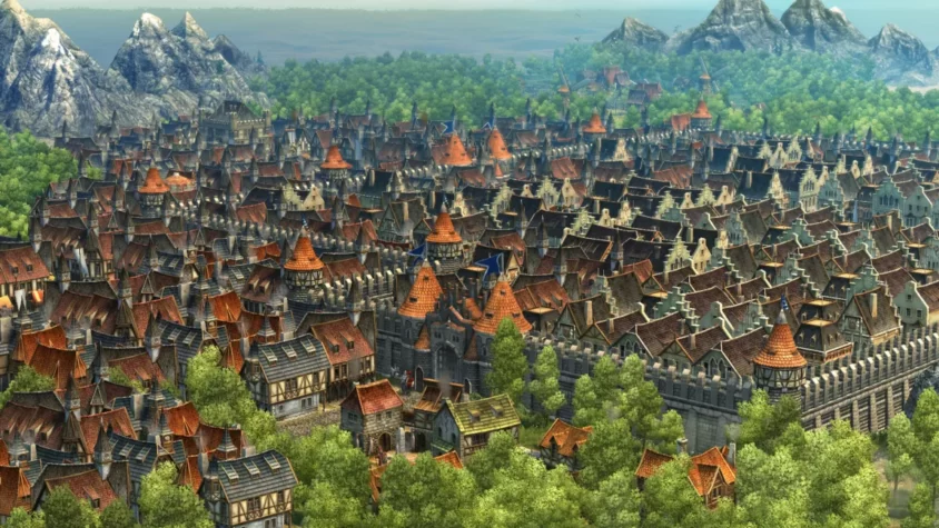 Вид на город и его архитектуру в Anno 1404
