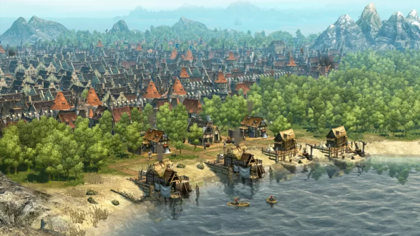 Город в Anno 1404 с видом на природу