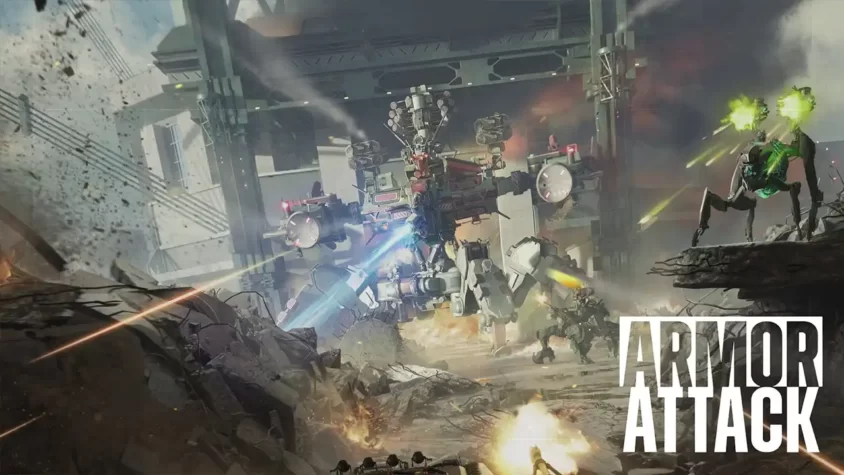 Обложка игры Armor Attack Главный арт игры Armor Attack, где огромный робот стреляет из всех пушек по врагам