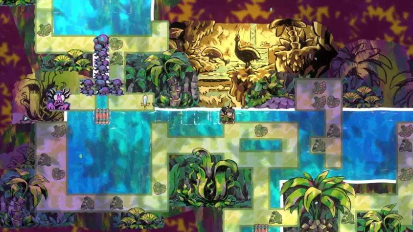 Геймплей игры Arranger: A Role-Puzzling Adventure — пещера с водой