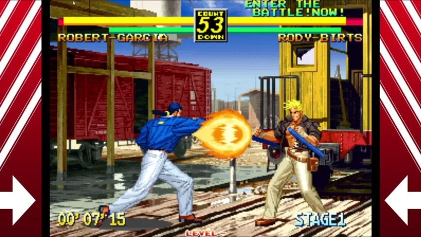 Роберт с огненным шаром в Art of Fighting 3
