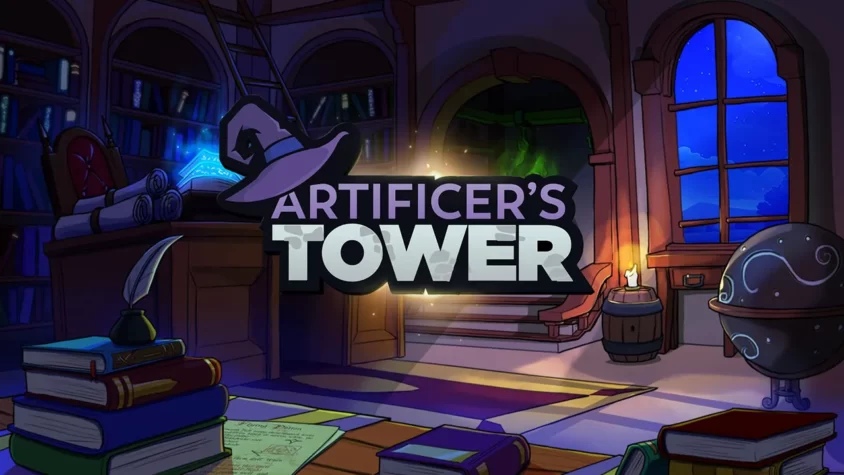 Artificer's Tower — Загадочная Башня Искусств Обложка игры Artificer's Tower с магической атмосферой и таинственной башней