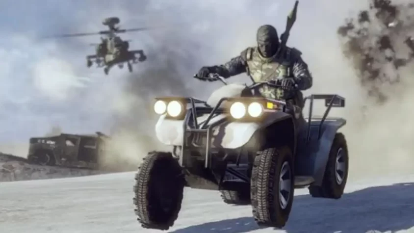Военные бегут от танка в Battlefield: Bad Company 2