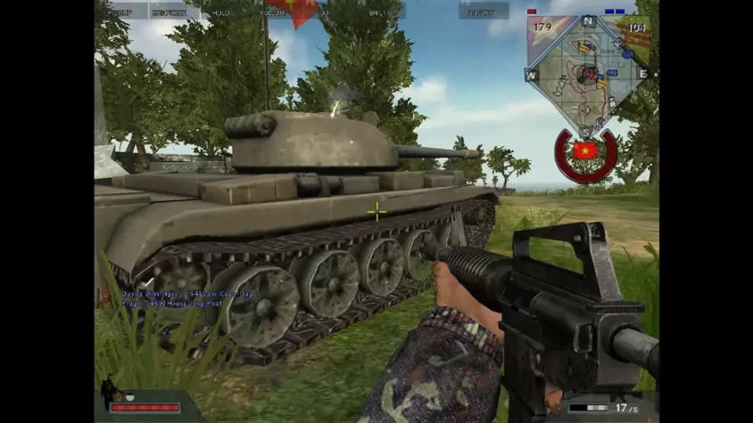 Игра Battlefield: Vietnam - танк и солдат на фоне войны