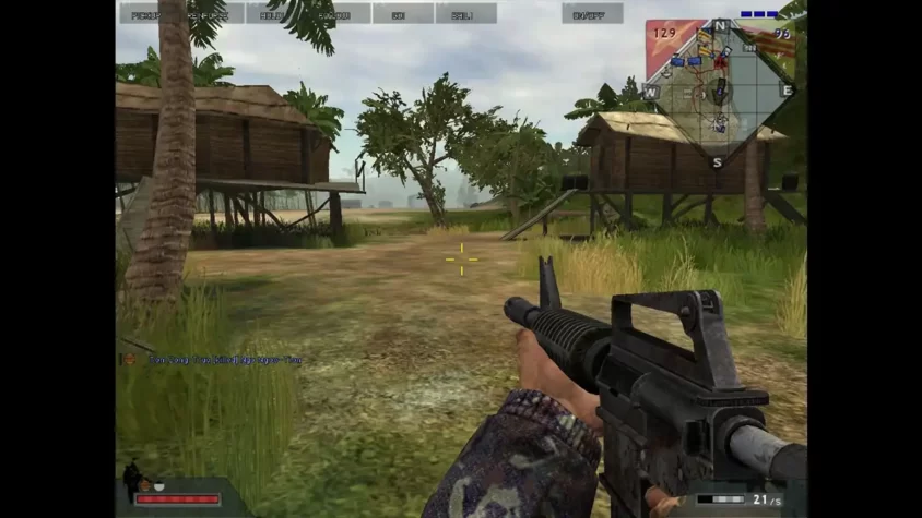 Игра Battlefield: Vietnam - вертолет и солдат на позиции