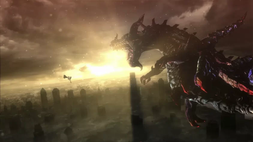 Профиль Bayonetta в кадре с уверенной ухмылкой