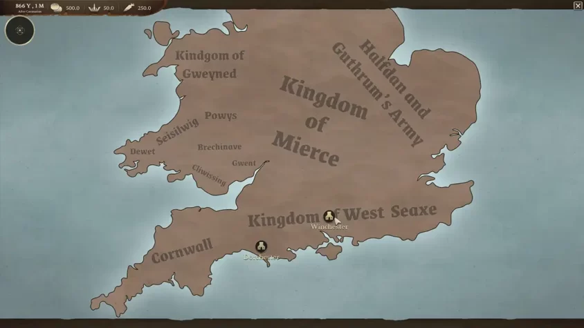 Карта Британии в игре Be the Ruler: Britannia