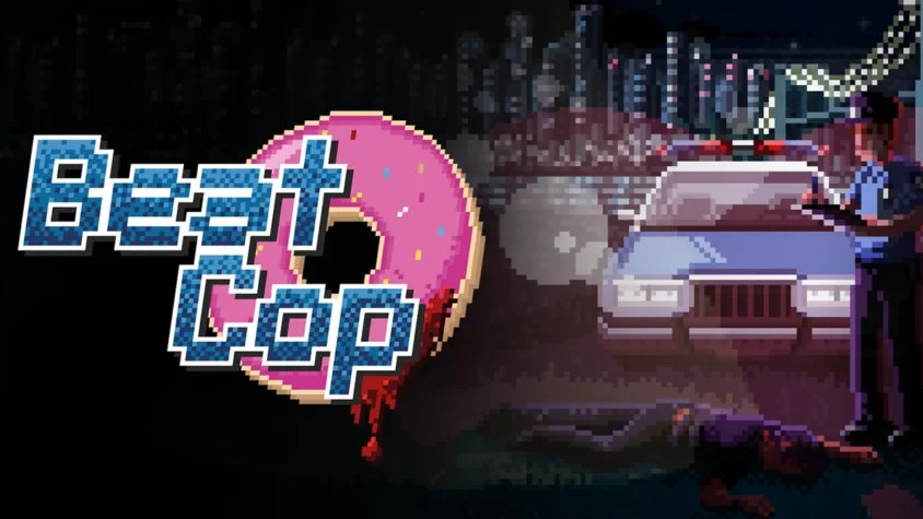 Beat Cop: Пиксельный детектив в мире преступности Обложка игры Beat Cop с пиксельной графикой, изображающая полицейского рядом с полицейской машиной и трупом на улице