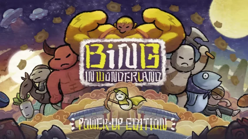Bing in Wonderland: обложка Обложка игры Bing in Wonderland, с яркими персонажами и безумными чудовищами