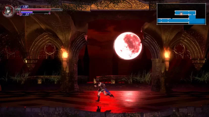 Персонаж на фоне огромной луны в Bloodstained: Ritual Of The Night