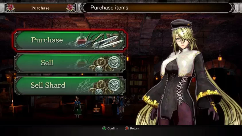 Персонаж у магазина в Bloodstained: Ritual Of The Night
