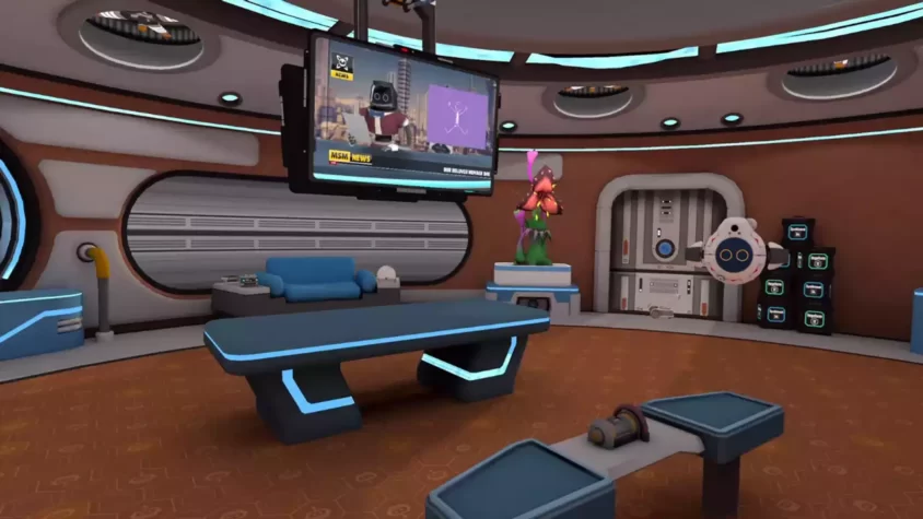 Роботы с разными головами и походками в игре Border Bots VR