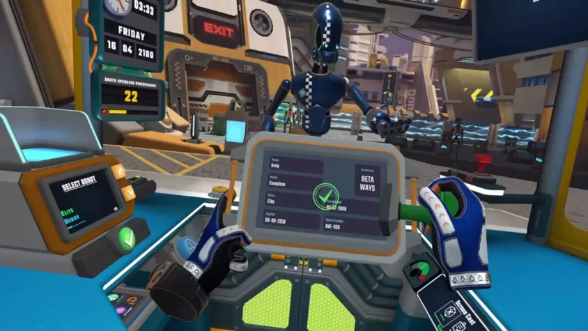 Комната с экраном в игре Border Bots VR