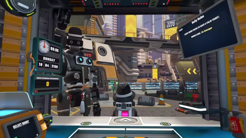 Робот с разными деталями в игре Border Bots VR