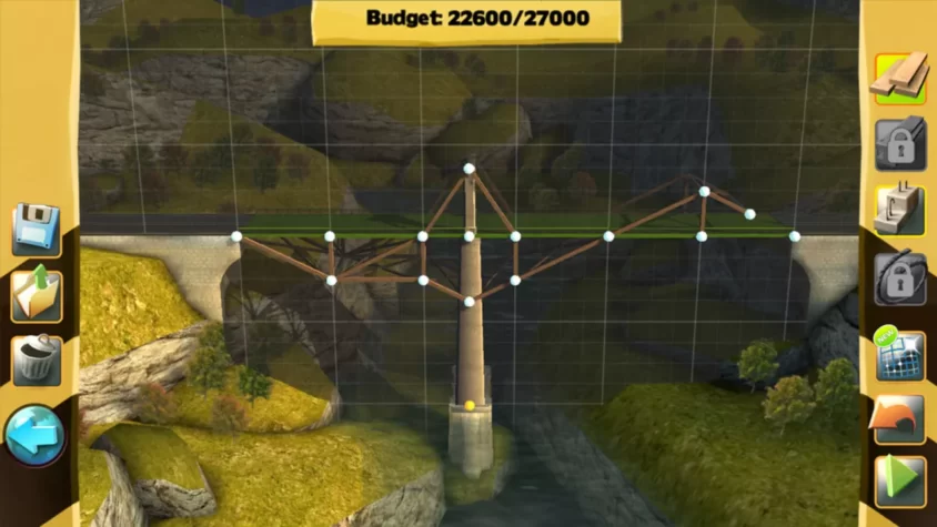 Процесс строительства моста в Bridge Constructor с расчетом бюджета