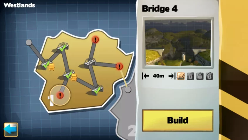 План строительства моста в Bridge Constructor с предупреждениями о проблемах