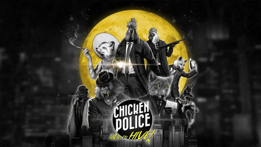 Обложка игры Chicken Police: Into the Hive! С полицейскими-петухами и странной атмосферой нуара