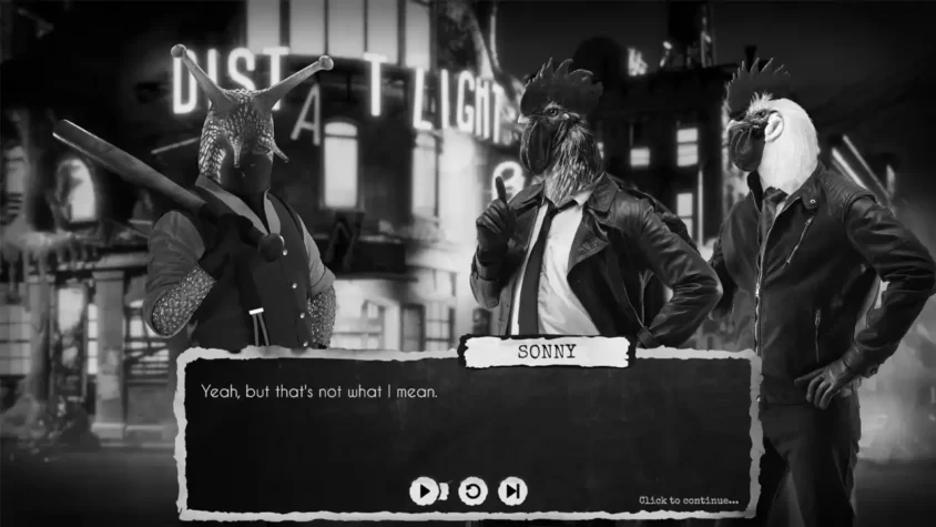 Диалог в Chicken Police: Into the Hive! с персонажем с головой улитки