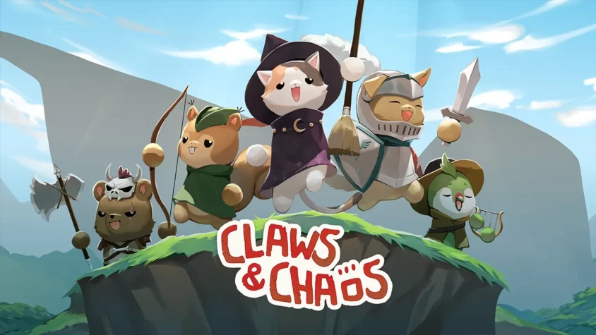 Claws & Chaos: Обложка игры Главный арт игры Claws & Chaos, с милыми героями в боевых позах