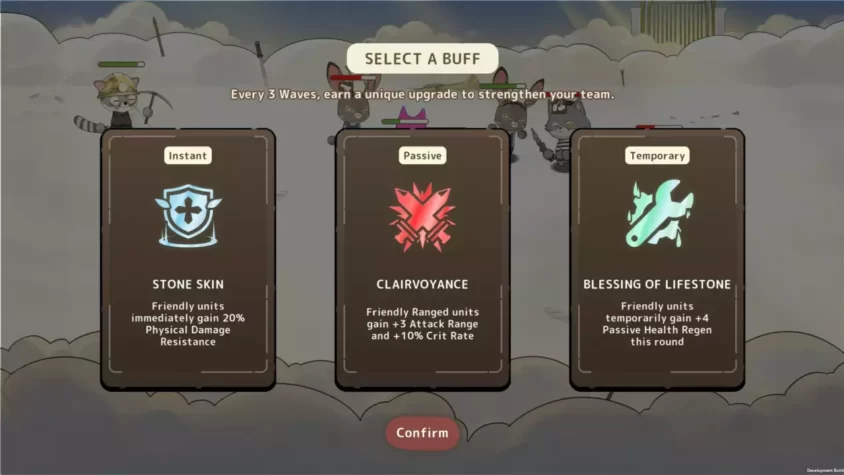 Выбор улучшений в игре Claws & Chaos