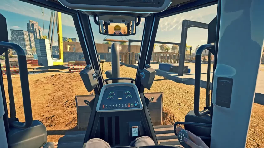 Вид из кабины экскаватора в Construction Simulator