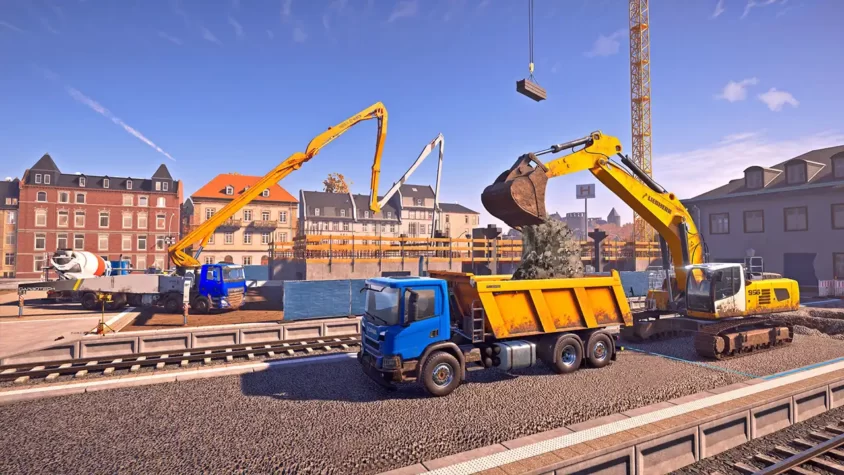 Техника на строительном объекте в Construction Simulator