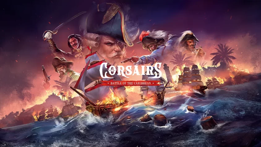 Покрытие игры Corsairs: Battle Of The Caribbean с пиратами и кораблями